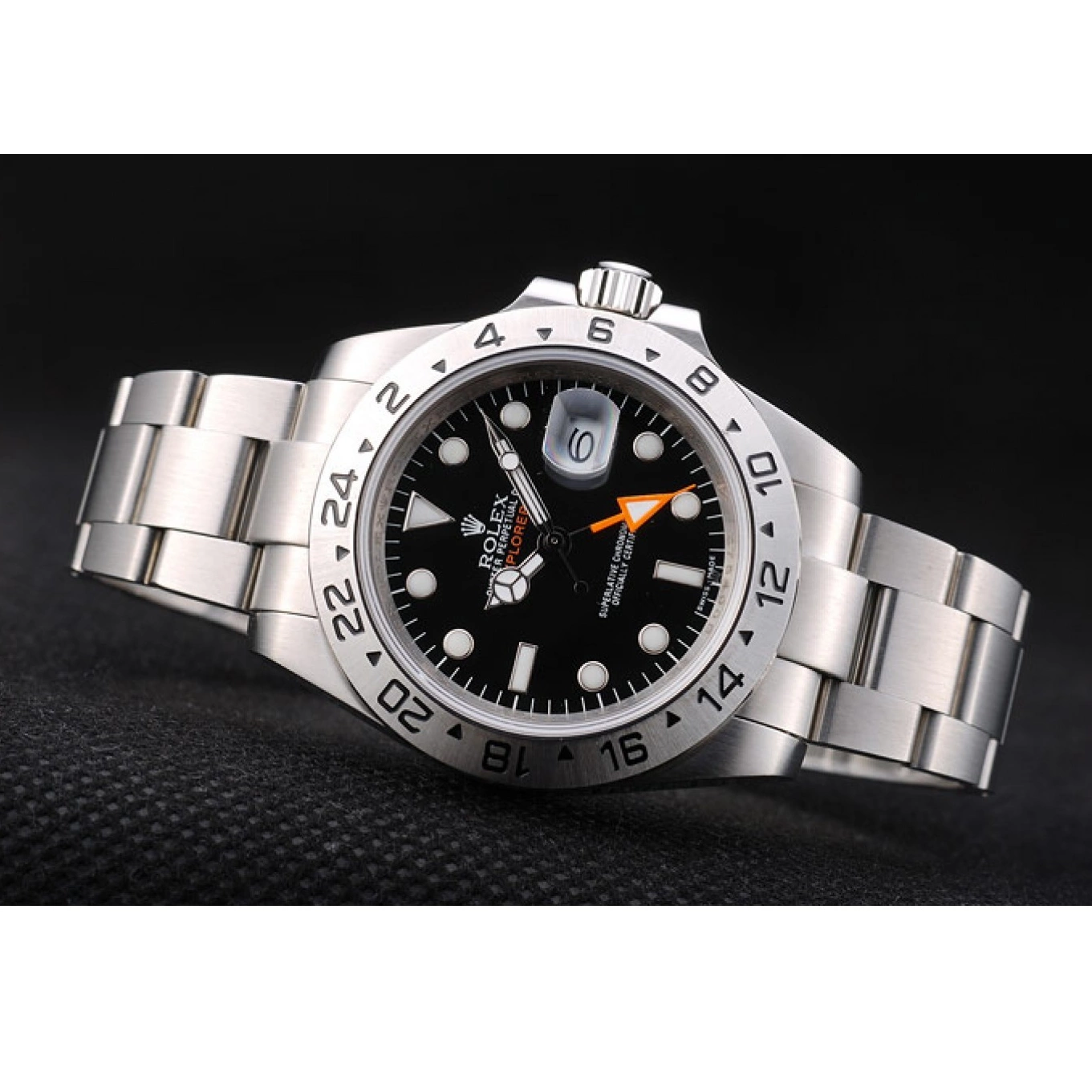 Aaa replica watch Steel Rolex Stainless Explorer Bezel Dial Black Watch 0807
